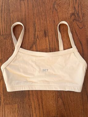 Cream/Beige Set Active Sportbody Sporty Scoop Bra Size S